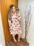 Vestido Luna ( Bege com flores vermelhas )