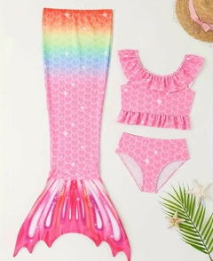 Traje de baño sirena con cola rosa
