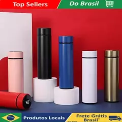 Garrafa Térmica Em Aço Inox Com Termômetro Digital 500ml Led na internet