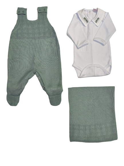 Saída Maternidade Bebe Tricôt Trabalhada Menino Otolina