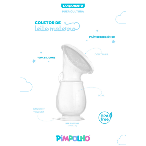 Bomba de Tirar Leite Manual de Silicone Bombinha Extratora de Leite Materno Coletor.