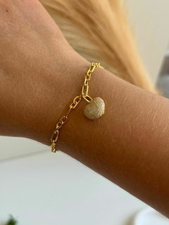 Pulseira elo cartier com pingente cravejado
