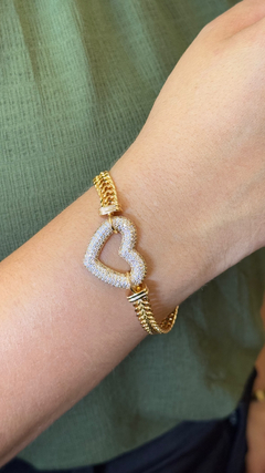 Pulseira coração cravejado - comprar online