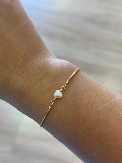 Pulseira de coração perola