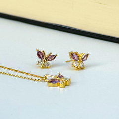 Conjunto borboleta banhado a ouro 18k na internet