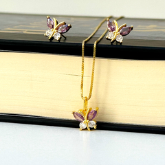 Conjunto borboleta banhado a ouro 18k - comprar online