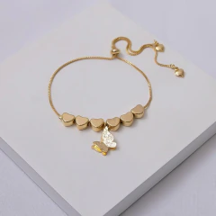 Pulseira Corações e Borboleta