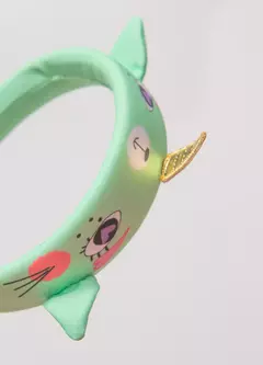 Arco Infantil para Cabelo Estampa Monstrinhos Quadradinhos – Verde - comprar online