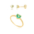 Anel + Brinco Céu Verde Claro Conjunto Kit Feminino Antialérgico Ouro18k Prata925 Garantia Vitalícia