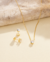 Conjunto Colar + Brinco zircônia diversas cores banhado a Ouro