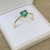 Anel Céu Pedra Verde Claro Coração Zircônia Cravejada Ouro18k Prata925 Formatura Solitário Garantia Vitalícia - Cy Semijóias