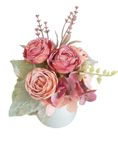 Vaso decorativo com Mini Rosas