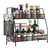 Organizador multiuso aramado com cesto lateral - 2 andares para banheiro e cozinha - Preto - GH214 - Globalmix
