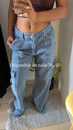 Jeans cargo celeste - comprar online