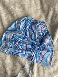 Pollera swirl celeste