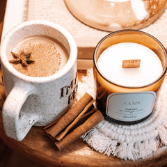 Vela aromática Cozy - Chai Latte - com pavio de madeira na internet