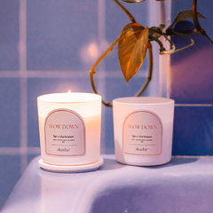 Vela aromática Slow Down - Figo e Chá Branco - com cristal - Slowbe