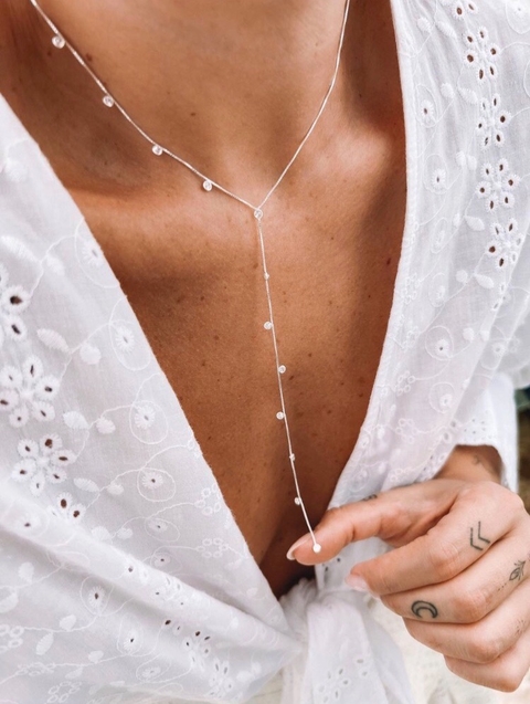 Gravatinha com Zircônias Brancas - Prata 925