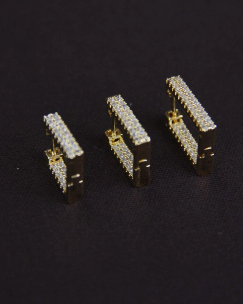 Trio de Brincos Argola Ródio Branco