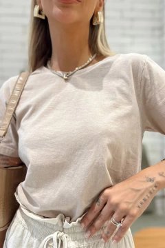 T-SHIRT ESTONADA LISA - NUDE - comprar online
