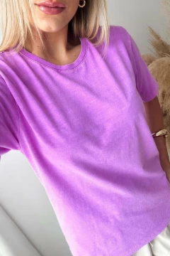 T-SHIRT ESTONADA LISA - ROXO NEON - Lady Miss