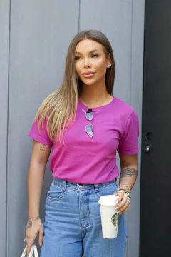 T-SHIRT ESTONADA LISA - MAGENTA DARK - loja online