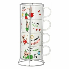 SET 4 TAZAS BIALETTI PORCELANA APLILABLES (ITALIA)