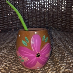 MATE DE MADERA PINTADO A MANO C/ BOMBILLA