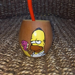 MATE DE MADERA PINTADO A MANO C/ BOMBILLA