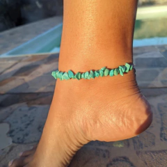 Tornozeleria cascalho de pedras naturais -  By Ju Beads Acessórios