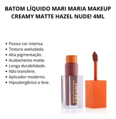 Batom Líquido Matte Hazel Nude Mari Maria Makeup - loja online