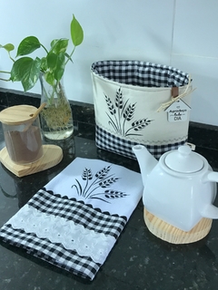 Cesta de Pão Xadrez Preto - loja online
