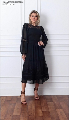 VESTIDO CHIFFON COM RENDA CHATILY 40 - LUZIA FAZZOLLI