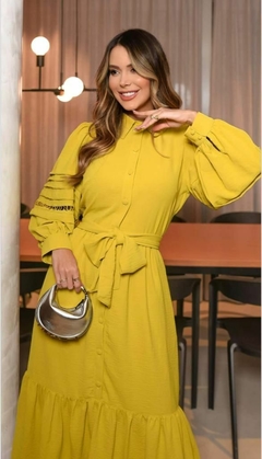 VESTIDO ALFAIATARIA PREGAS NA MANGA 42 - LUZIA FAZZOLLI