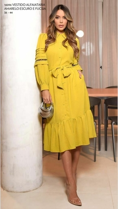 VESTIDO ALFAIATARIA PREGAS NA MANGA 42 - LUZIA FAZZOLLI - comprar online