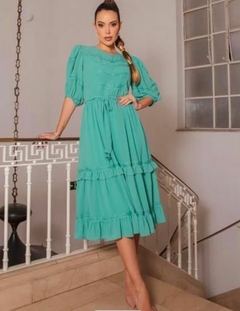 VESTIDO CHIFFON RENDA VAZADA 38 - LUZIA FAZZOLLI