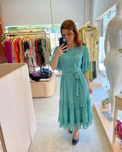 VESTIDO CHIFFON RENDA VAZADA 38 - LUZIA FAZZOLLI - comprar online