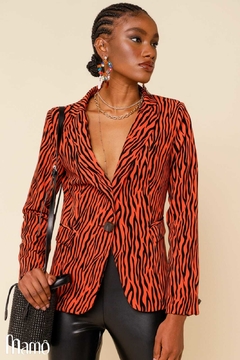 BLAZER ALFAIATARIA ESTAMPA ZEBRA LARANJA 40 - MAMÔ - comprar online