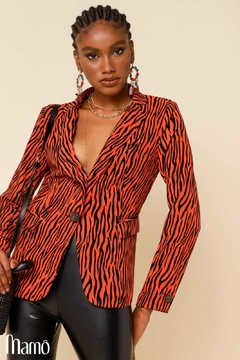 BLAZER ALFAIATARIA ESTAMPA ZEBRA LARANJA 40 - MAMÔ