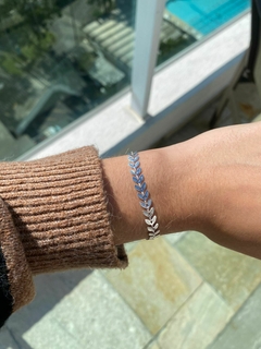Pulseira Folha - Banho de Prata - comprar online