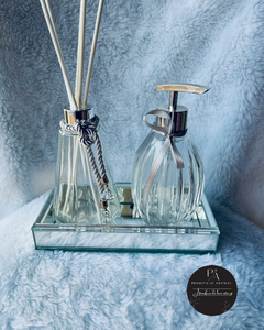 Kit luxo espelhado, difusor de varetas e saboneteira ✨