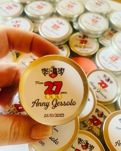 Vela aromática na latinha - 15 gramas - personalizada ✨10 unidades ou + - Permita-se Aromas