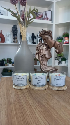 Vela Aromática 100 gramas com tampa em MDF - vidro transparente - Permita-se Aromas