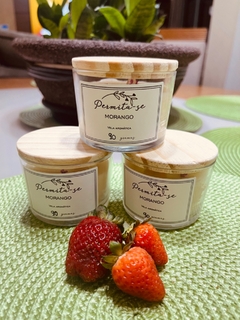 Vela Aromática 100 gramas com tampa em MDF - vidro transparente