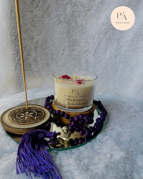 Kit Meditação, bandeja espelhada, vela aromática, incensário e japamala - comprar online