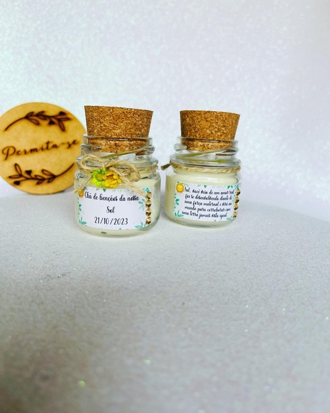 Mini vela aromática tampa rolha - Chá de bençãos e Chá de bebê ✨10 unidades