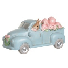 RESINA CARRO C/ COELHO (AZUL/ROSA) 12X26,7cm