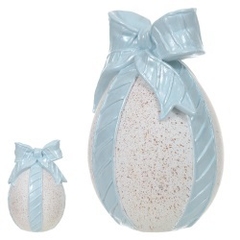 RESINA OVO DECORATIVO C/LACO (BRANCO AZUL) 17X11X13,5cm