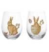 KIT 2 COPOS DE VIDRO 580ML PASCOA COELHOS (BEGE VERDE) 12X9,4cm