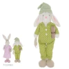 PASCOA BONECO COELHO MACHO EM PEC/ PIJAMA (VERDE) 52cm
